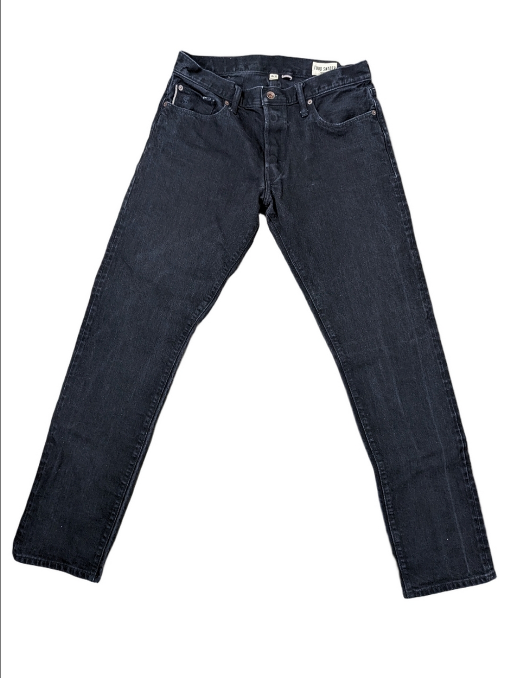 Todd Snyder Slim Skinny Black Washed Men's Jeans Selvedge Stretch 30x32